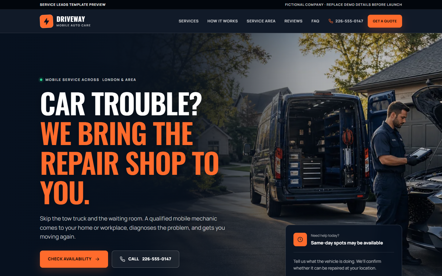 Driveway Auto Care desktop website