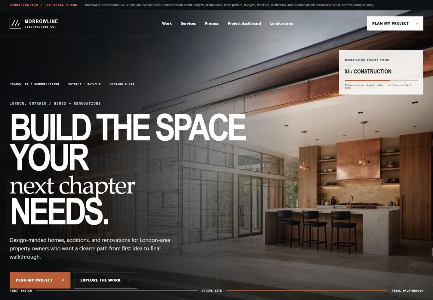 Morrowline Construction desktop website