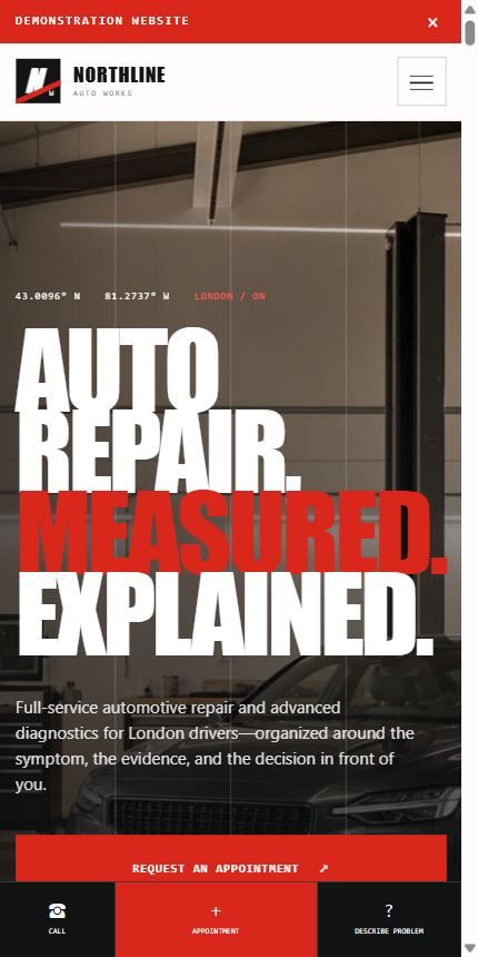 Northline Auto Works mobile website