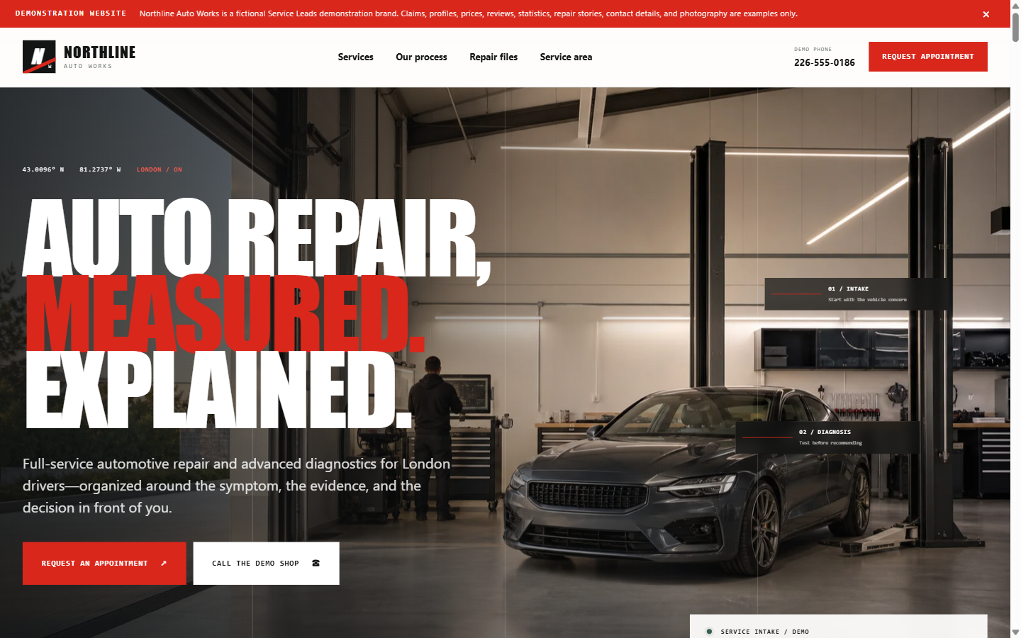 Northline Auto Works desktop website