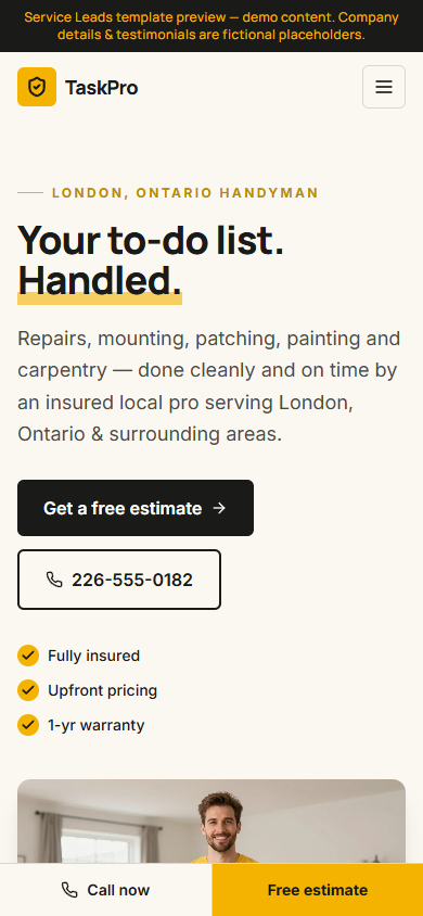 TaskPro Handyman Services mobile website